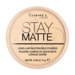 Rimmel London Stay Matte – 001 Transparent – Pressed Powder, Lightweight, High Coverage, Shine Control, 0.49oz