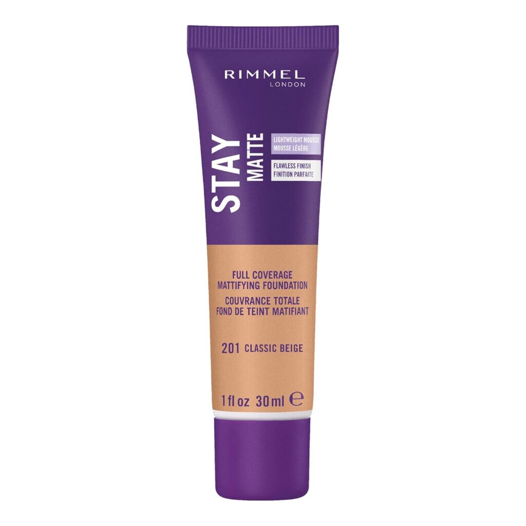 Rimmel London Stay Matte Liquid Mousse Foundation – 201 Classic Beige, Oil-Free, Shine Control
